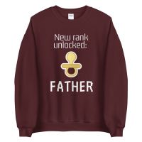 עולם הגיימרים - חולצות ואביזרים סווצ'רטים לגיימרים סוודר גיימר New rank unlocked: father