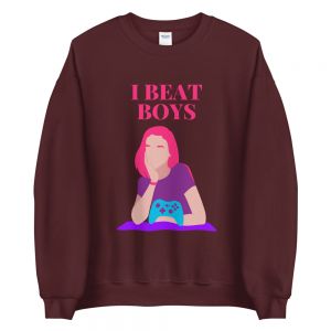 עולם הגיימרים - חולצות ואביזרים גיימריות סוודר גיימר I beat boys