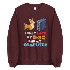 עולם הגיימרים - חולצות ואביזרים סווצ'רטים לגיימרים סוודר גיימר My dog and my computer